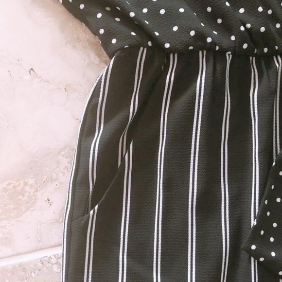 Luxology Jumpsuit Tie-Front Stripe & Polka Dot Print Plus Size 14 NWT - Picture 9 of 13